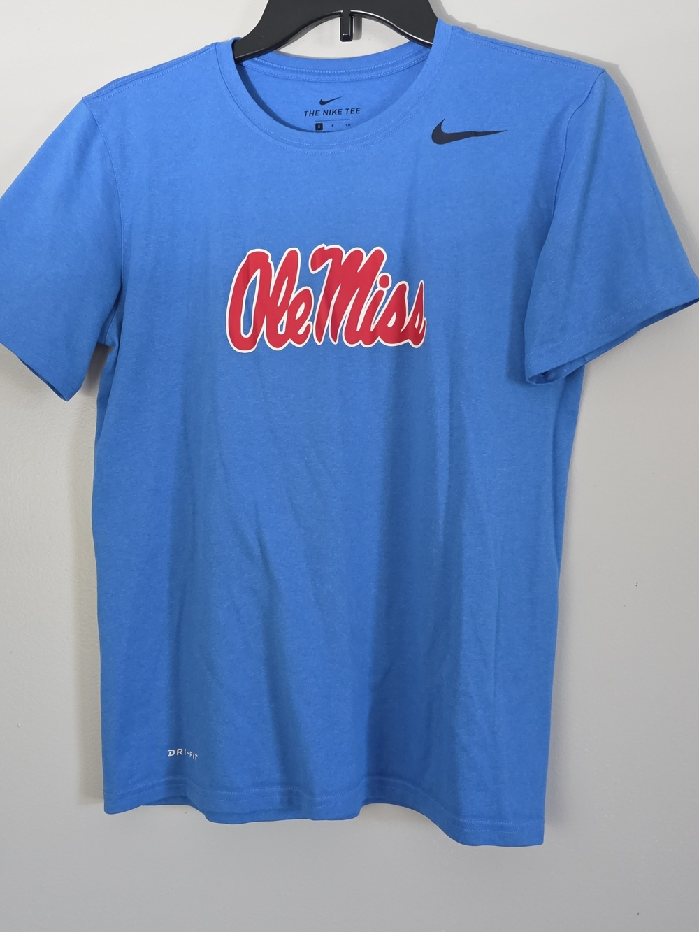 Nike Blue Ole Miss Script Logo Short Sleeve Tee